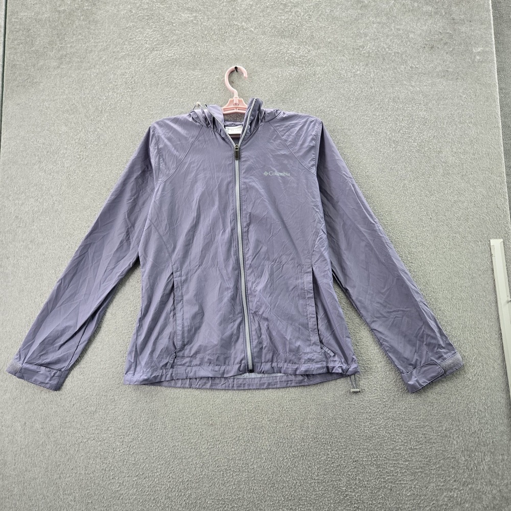 Columbia Men Jacket M Purple Nylon Switchback II Windbreaker Activewear Logo‎